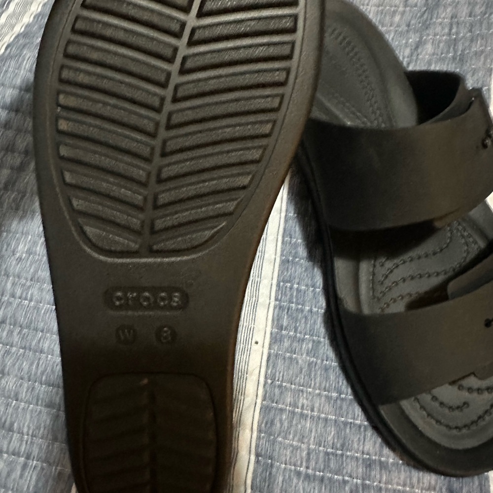 CROCS Black Double Strap Slide Sandals - Picture 3 of 6